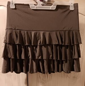 Arden B Brown Ruffle Mini Skirt
